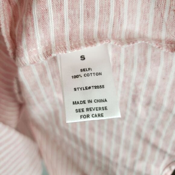 See And Be Seen Ruffle Striped Pink Top Blouse Sleeveless Cotton Career NWT - Picture 6 of 8